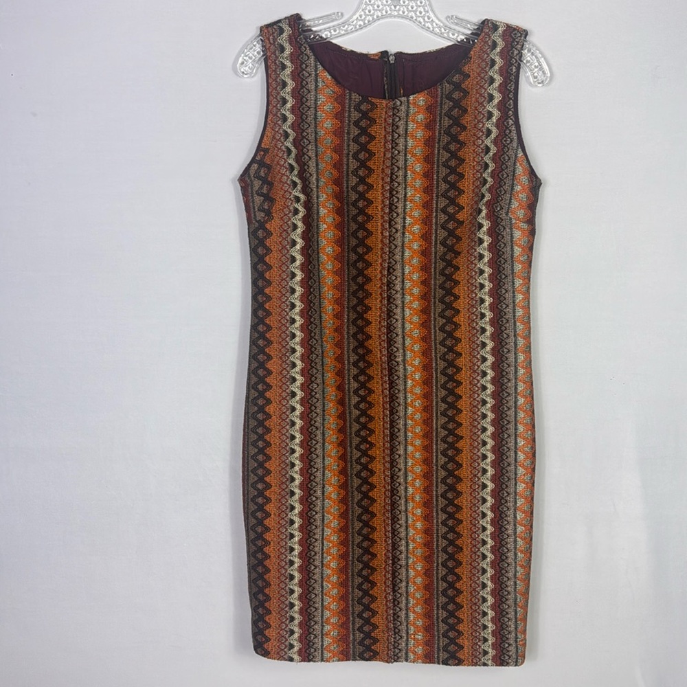 Vintage 70's Colors Chevron Dress Sheath Sleveless